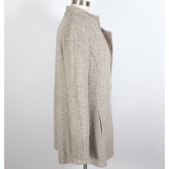 St John Collection sz 6 long jacket coat moss taupe knit open front - Picture 5 of 8